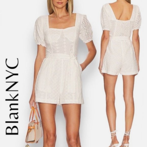 NWT Blank NYC White Eyelet Romper in Downtown Vibes - Picture 1 of 12
